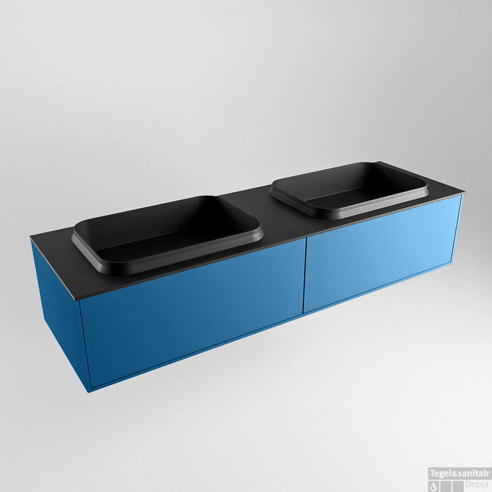 Badkamermeubelset Mondiaz Erin 150 Cm Met 2 Lades Met RIDGE Wastafel Dubbel Urban Met 2 Kraangaten Greeploos Mat Jeans 4 Badkamermeubelset Mondiaz Erin 150 Cm Met 2 Lades Met RIDGE Wastafel Dubbel Urban Met 2 Kraangaten Greeploos Mat Jeans - Afbeelding 4