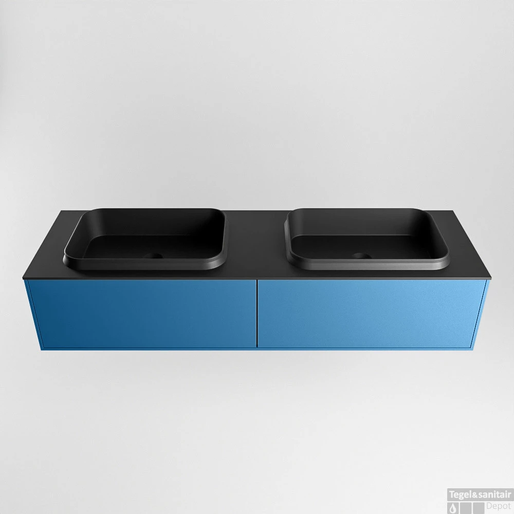 Badkamermeubelset Mondiaz Erin 150 Cm Met 2 Lades Met RIDGE Wastafel Dubbel Urban Met 2 Kraangaten Greeploos Mat Jeans 6 Badkamermeubelset Mondiaz Erin 150 Cm Met 2 Lades Met RIDGE Wastafel Dubbel Urban Met 2 Kraangaten Greeploos Mat Jeans - Afbeelding 6