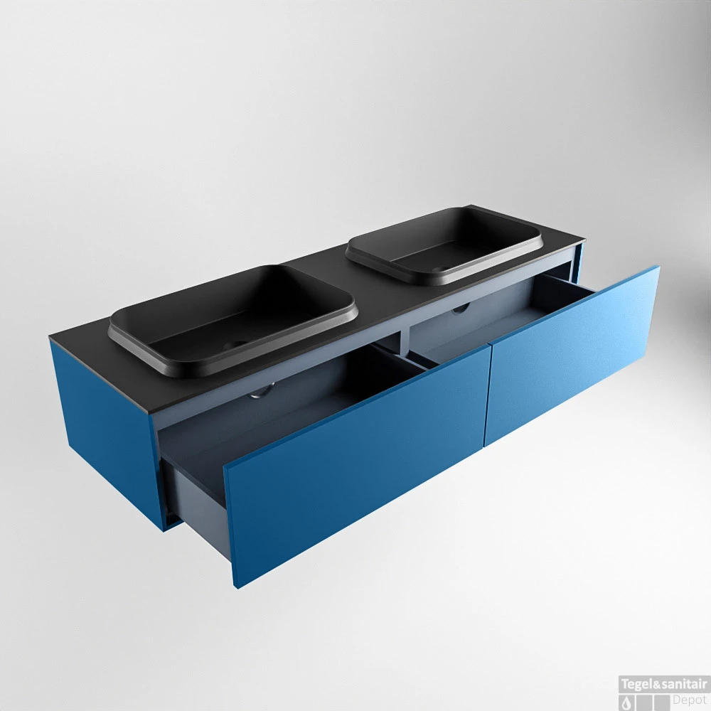 Badkamermeubelset Mondiaz Erin 150 Cm Met 2 Lades Met RIDGE Wastafel Dubbel Urban Met 2 Kraangaten Greeploos Mat Jeans 5 Badkamermeubelset Mondiaz Erin 150 Cm Met 2 Lades Met RIDGE Wastafel Dubbel Urban Met 2 Kraangaten Greeploos Mat Jeans - Afbeelding 5