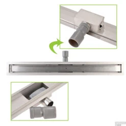 RVS Douchegoot Flens Met Uitneembaar RVS Sifon 120x7cm 6,7cm Diep STANDAARD ROOSTER -SEALSKIN Winkel flens design rooster 5 6