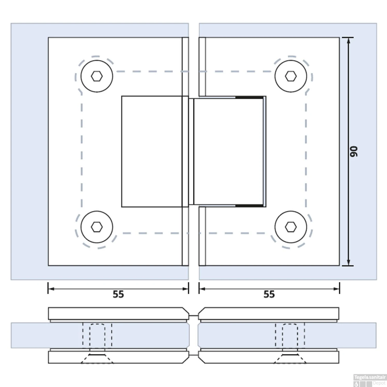Glasscharnier Just Creating 180 Graden 1 Stuks T.b.v. W2 Goud - Afbeelding 2