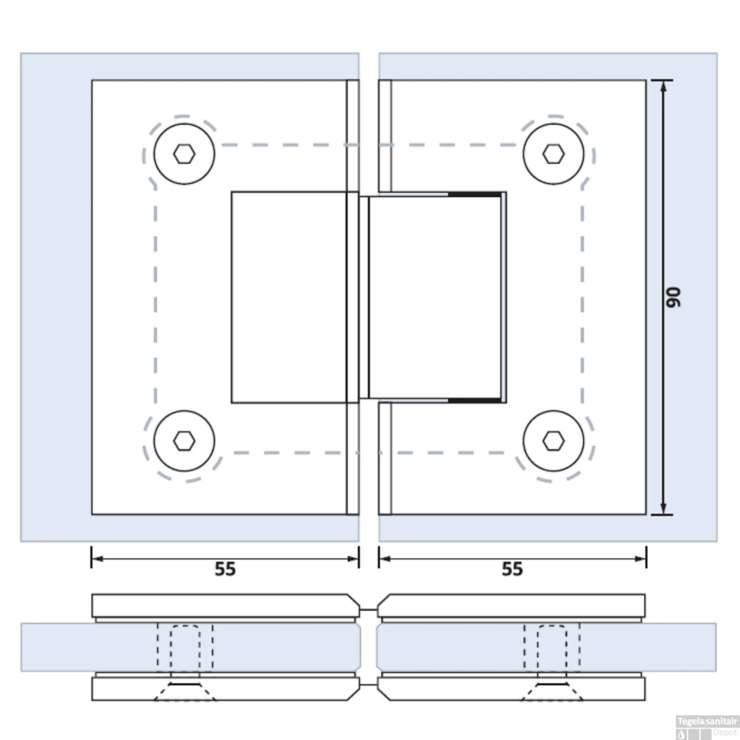 Glasscharnier Just Creating 180 Graden 1 Stuks T.b.v. W2 RVS 2 Glasscharnier Just Creating 180 Graden 1 Stuks T.b.v. W2 RVS - Afbeelding 2