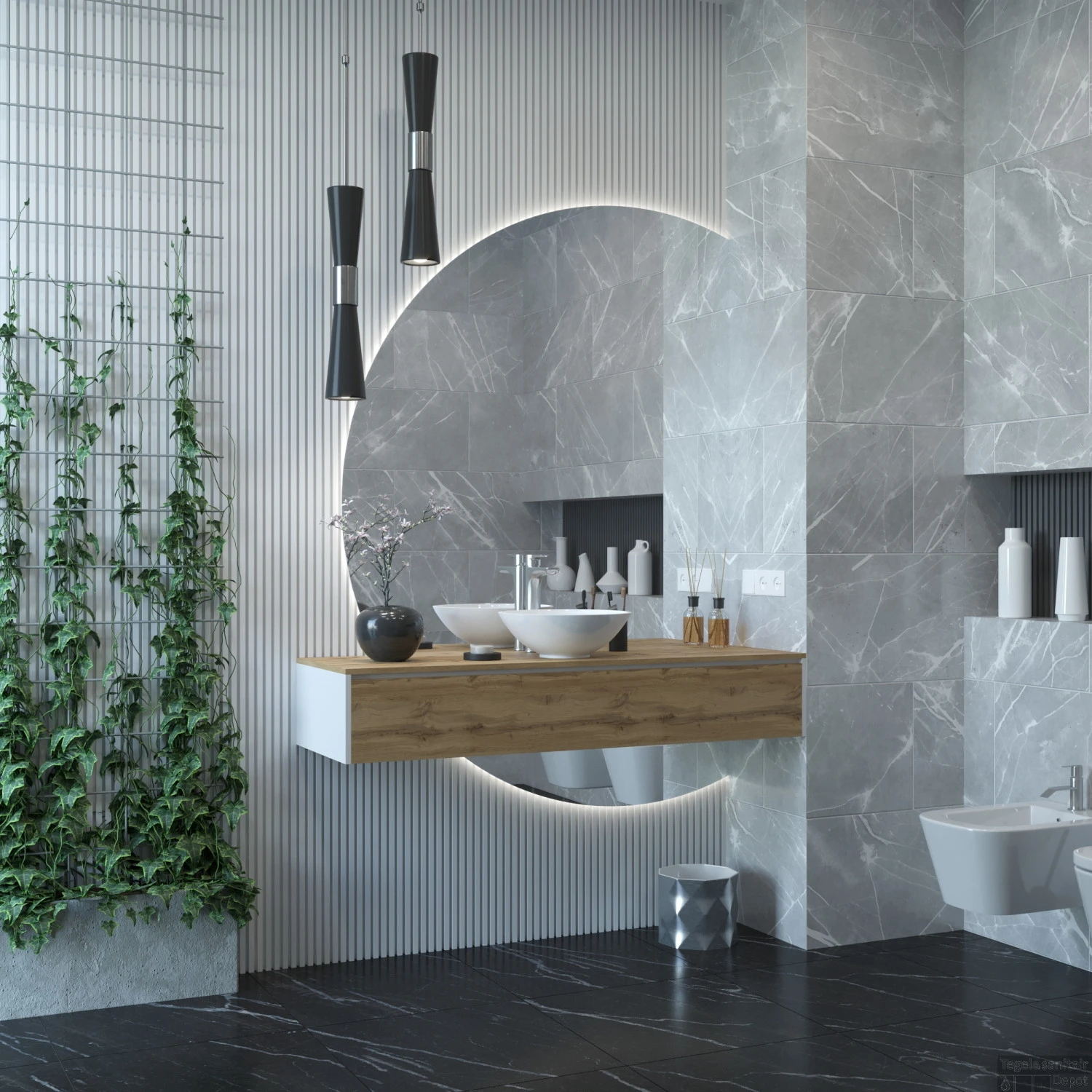 Badkamermeubelset Gliss Design Calypso 120 Cm Rustiek Eiken 2 Badkamermeubelset Gliss Design Calypso 120 Cm Rustiek Eiken - Afbeelding 2