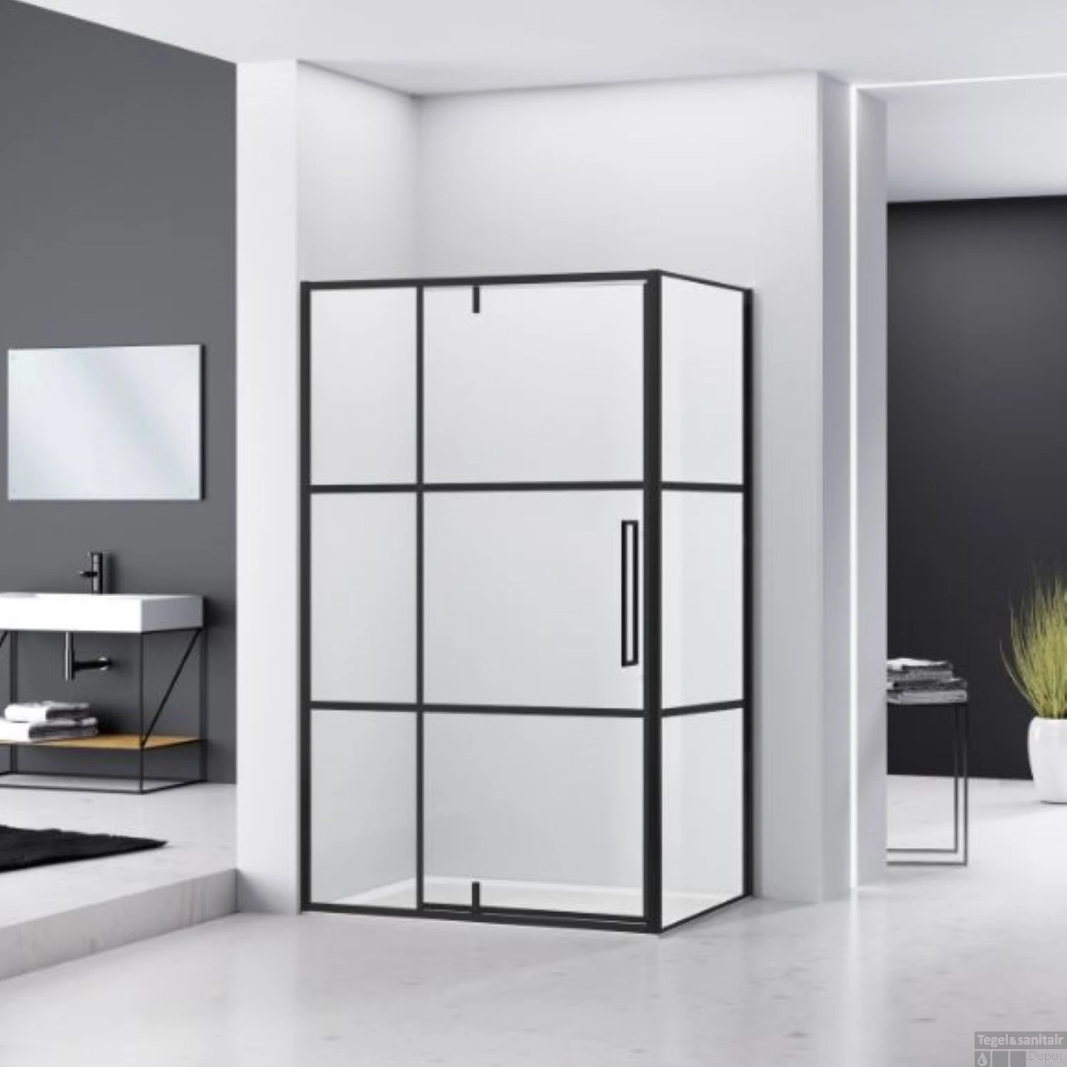 Hoek Douchecabine Van Rijn Zijwand 200x120x100 Cm 6 Mm Helder Glas Aluminium Zwart