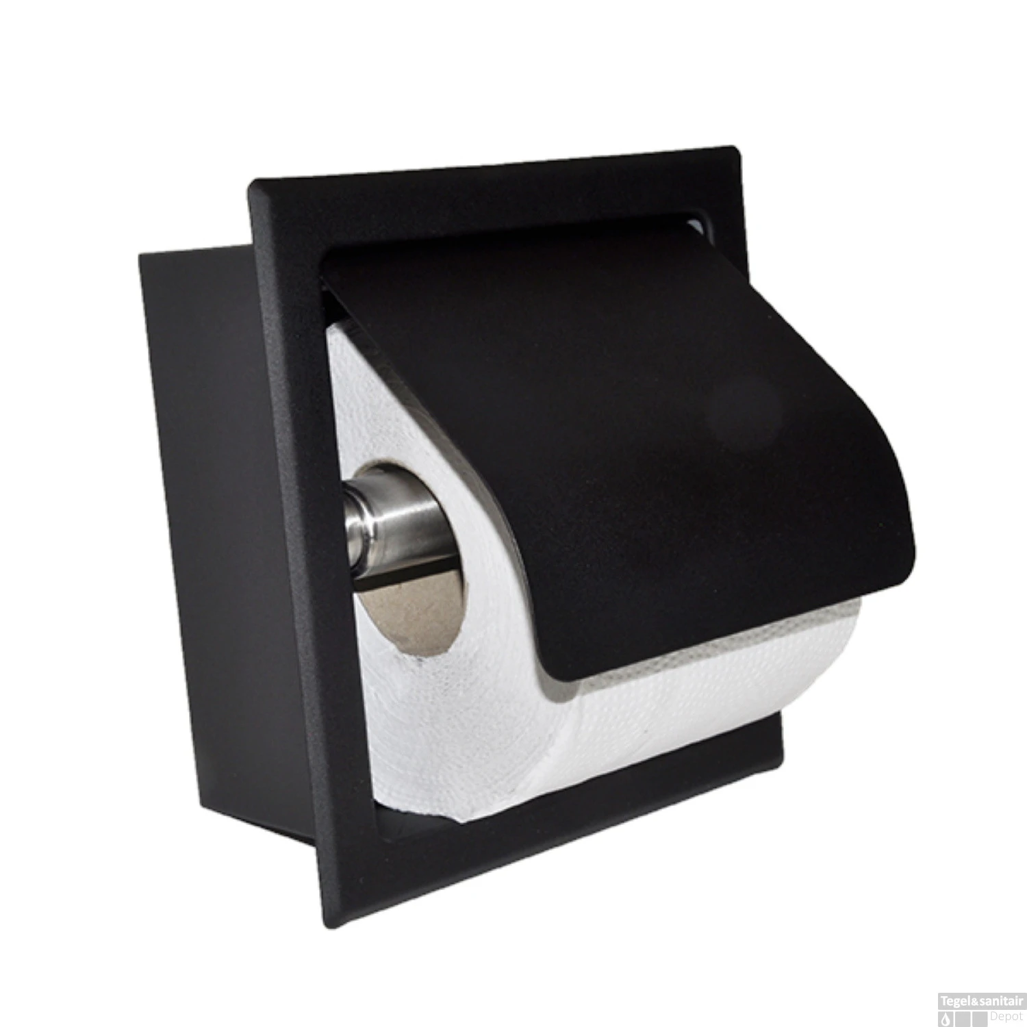Inbouw Toiletrolhouder Wiesbaden Sunk Met Klep Mat Zwart 1 Inbouw Toiletrolhouder Wiesbaden Sunk Met Klep Mat Zwart