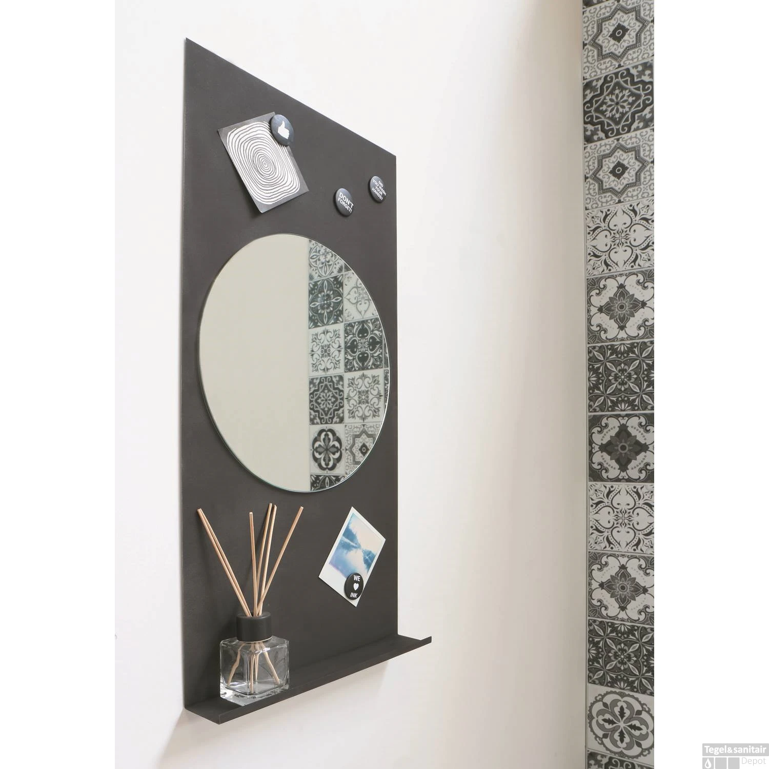 INK Fonteinspiegel Rond Inclusief Bevestigingstape 32 Cm 2 INK Fonteinspiegel Rond Inclusief Bevestigingstape 32 Cm - Afbeelding 2