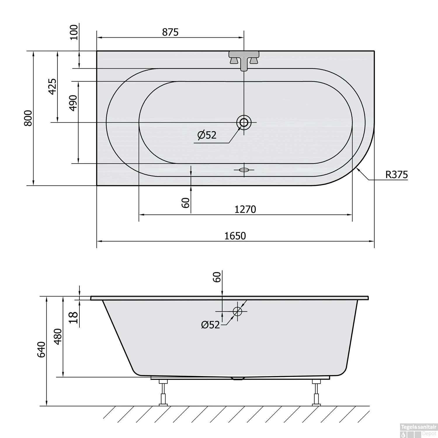 Ligbad Polysan Astra Slim Inbouw 165x80x48 Cm Asymmetrisch Links Wit 3 Ligbad Polysan Astra Slim Inbouw 165x80x48 Cm Asymmetrisch Links Wit - Afbeelding 3