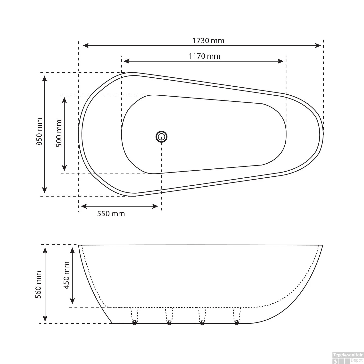 Ligbad Vrijstaand Boss & Wessing 173x85x56 Cm Wit 4 Ligbad Vrijstaand Boss & Wessing 173x85x56 Cm Wit - Afbeelding 4