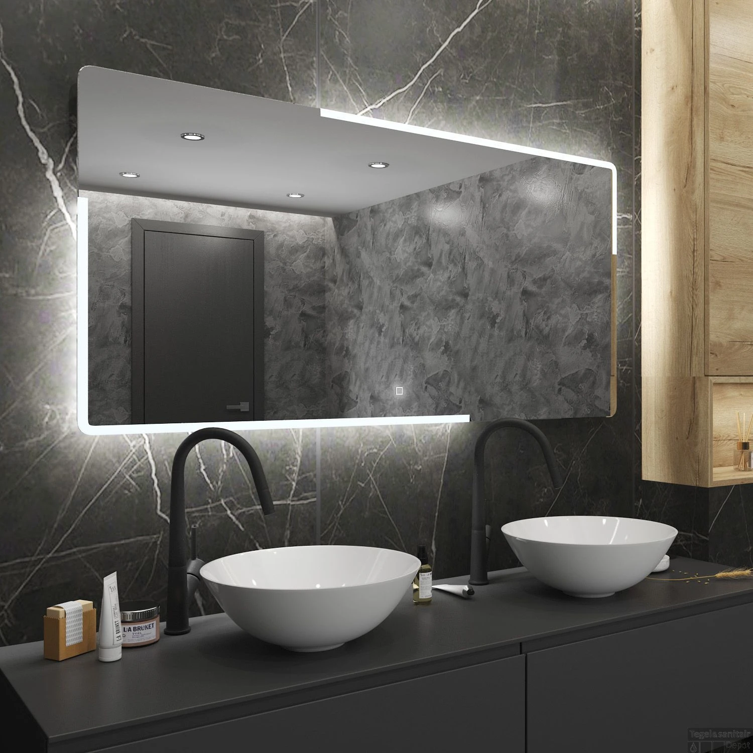 Badkamerspiegel Boss & Wessing Liteem 160x70 Cm Met LED 2 Badkamerspiegel Boss & Wessing Liteem 160x70 Cm Met LED - Afbeelding 2