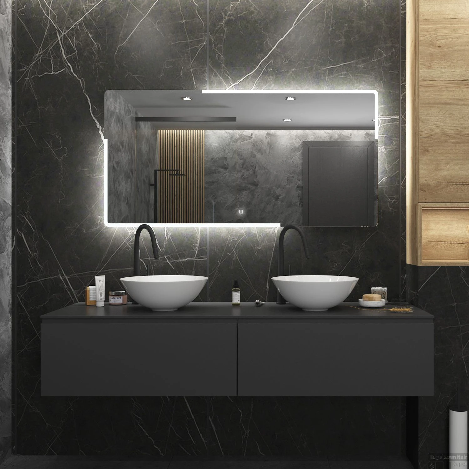 Badkamerspiegel Boss & Wessing Liteem 160x70 Cm Met LED 1 Badkamerspiegel Boss & Wessing Liteem 160x70 Cm Met LED