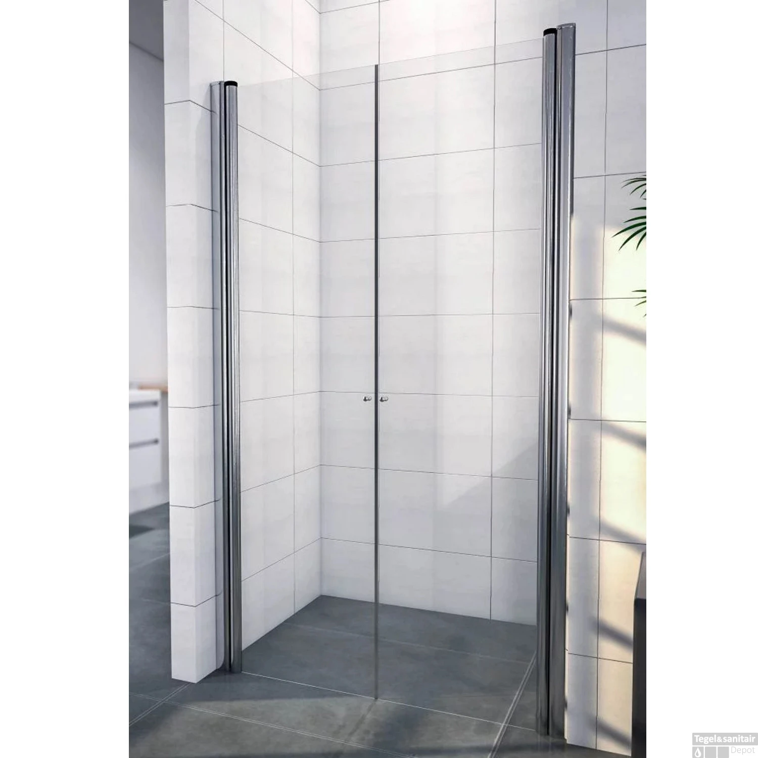 Wiesbaden Douchedeur | 2 Pendeldeuren | 90x200cm | 6mm NANO Coating Glas | Chroom | Nisdeur 5 Wiesbaden Douchedeur | 2 Pendeldeuren | 90x200cm | 6mm NANO Coating Glas | Chroom | Nisdeur - Afbeelding 5