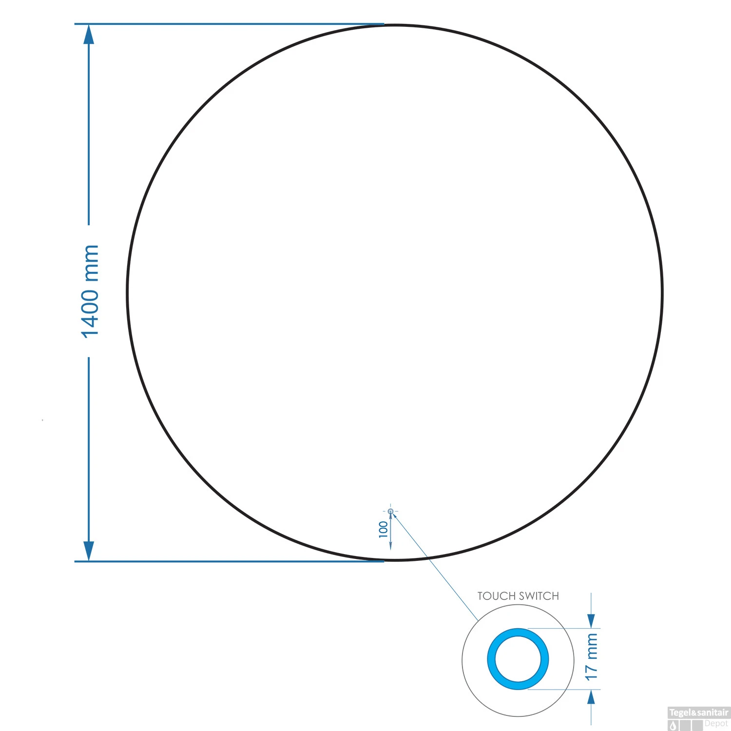 Spiegel Gliss Design Oko Rond LED Verlichting 140cm 2 Spiegel Gliss Design Oko Rond LED Verlichting 140cm - Afbeelding 2