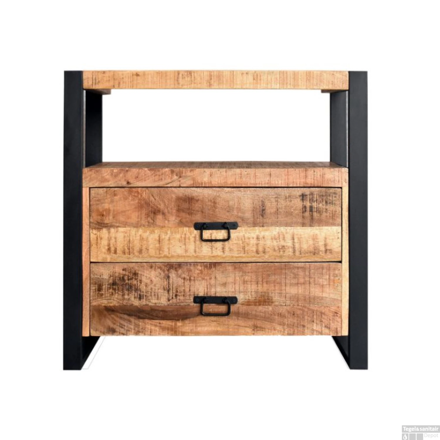 Onderkast Boss & Wessing Mango Wood 60x45x80 Cm Met Mat Zwart Metaal 2 Onderkast Boss & Wessing Mango Wood 60x45x80 Cm Met Mat Zwart Metaal - Afbeelding 2
