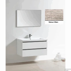 Badkamermeubelset Sanilux Trendline 100x47x50 Cm 2 Kraangaten Eiken Natuur