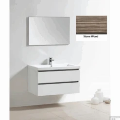 Badkamermeubelset Sanilux Trendline 100x47x50 Cm 2 Kraangaten Stone Wood