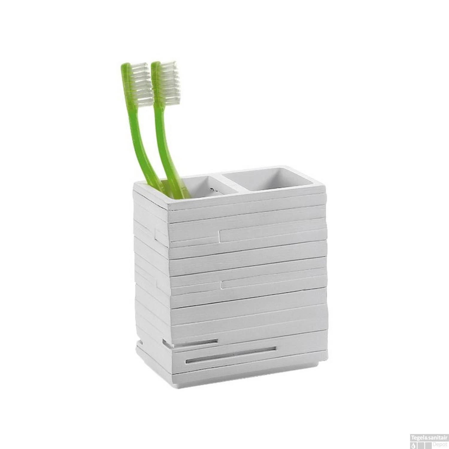 Tandenborstelhouder Sapho Quadrotto Vrijstaand 11.5x10.2x6.2 Cm Polyresin Wit 2 Tandenborstelhouder Sapho Quadrotto Vrijstaand 11.5x10.2x6.2 Cm Polyresin Wit - Afbeelding 2