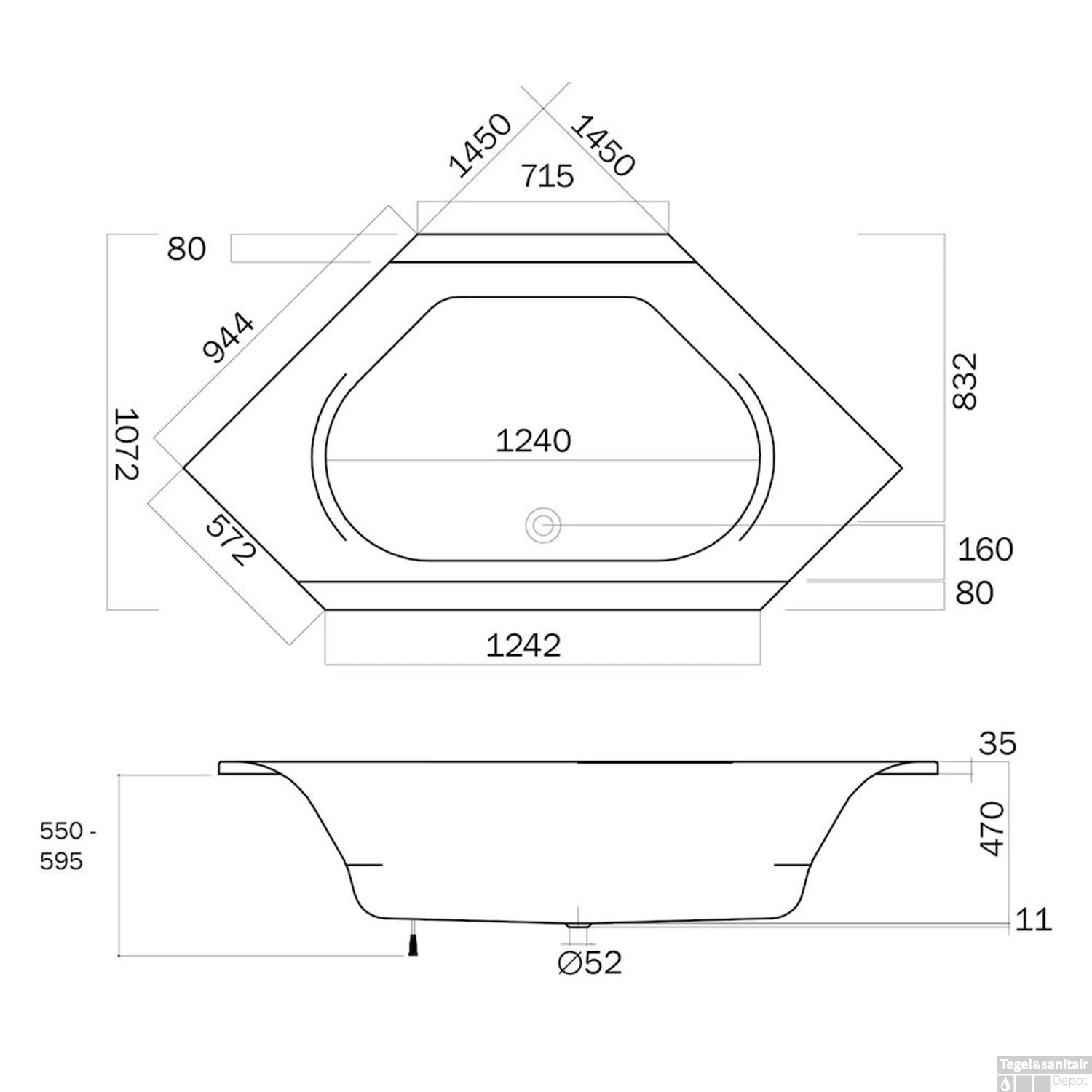 Sealskin Ligbad Senso Slimfit 145x145 Cm Wit 3 Sealskin Ligbad Senso Slimfit 145x145 Cm Wit - Afbeelding 3