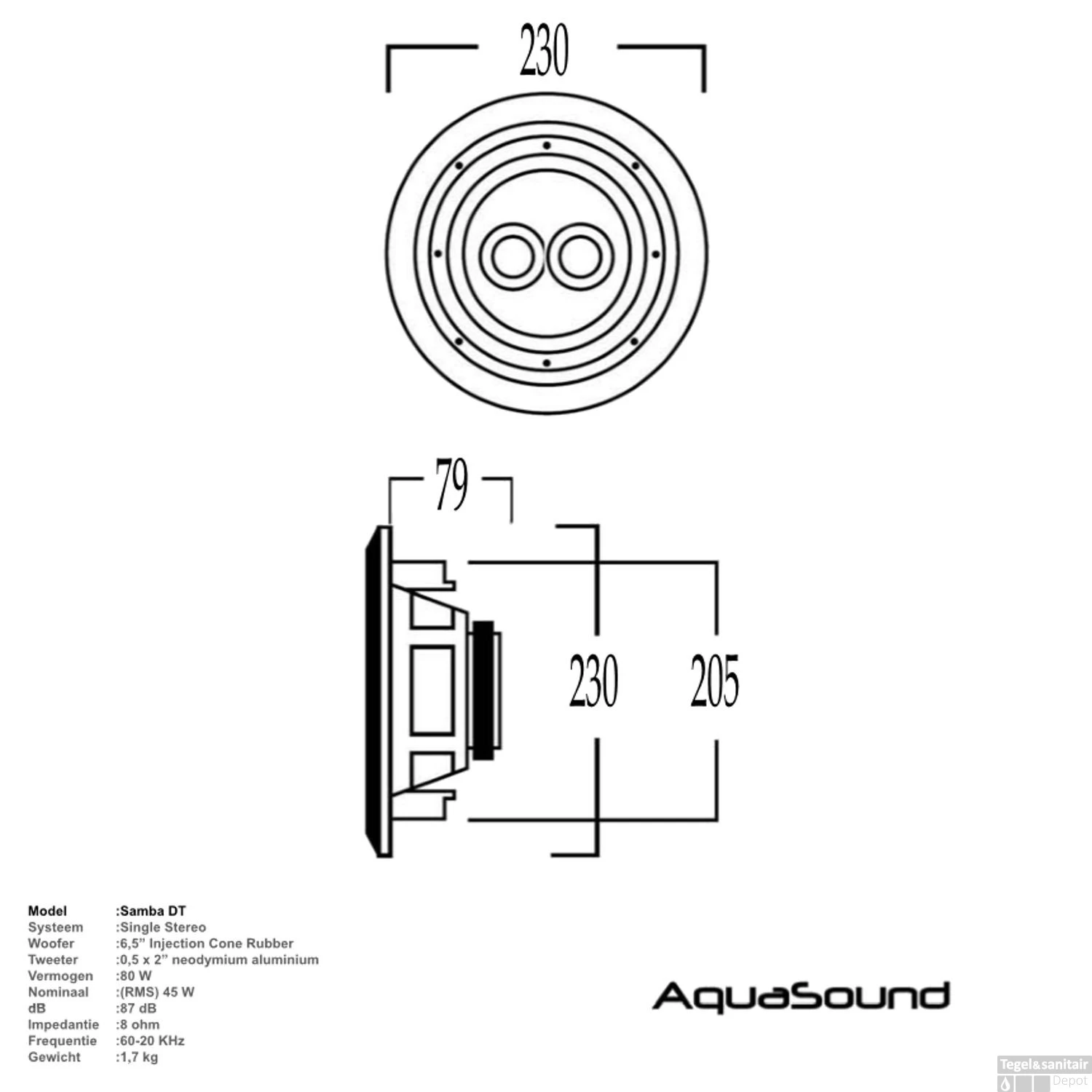 Speaker Aquasound Samba-DT (Single Stereo) Vochtbestendig Rond 23 Cm Wit 2 Speaker Aquasound Samba-DT (Single Stereo) Vochtbestendig Rond 23 Cm Wit - Afbeelding 2