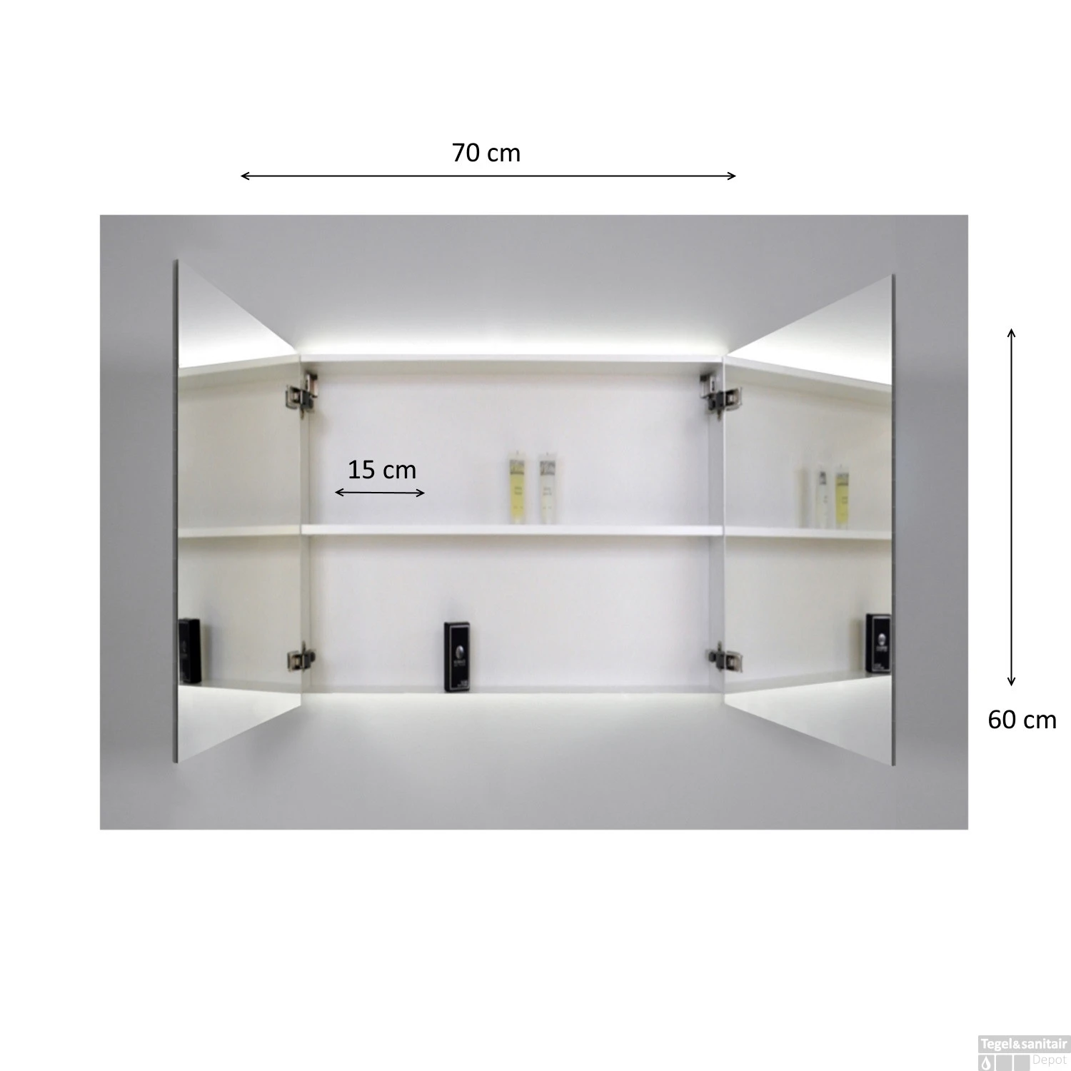 Spiegelkast Sanicare Qlassics Ambiance 70 Cm 2 Deuren Zijdeglans Wit 8 Spiegelkast Sanicare Qlassics Ambiance 70 Cm 2 Deuren Zijdeglans Wit - Afbeelding 8