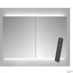 Spiegelkast Sanicare Qlassics Ambiance 70x60 Cm Met Dubbelzijdige Spiegeldeuren, LED Verlichting En Afstandsbediening Hoogglans Wit
