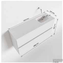 MONDIAZ ADA 100cm Toiletmeubel Fire. LEX Wastafel Talc Rechts 1 Kraangat -SEALSKIN Winkel tekening ada 100cm rechts 2557512589328 3