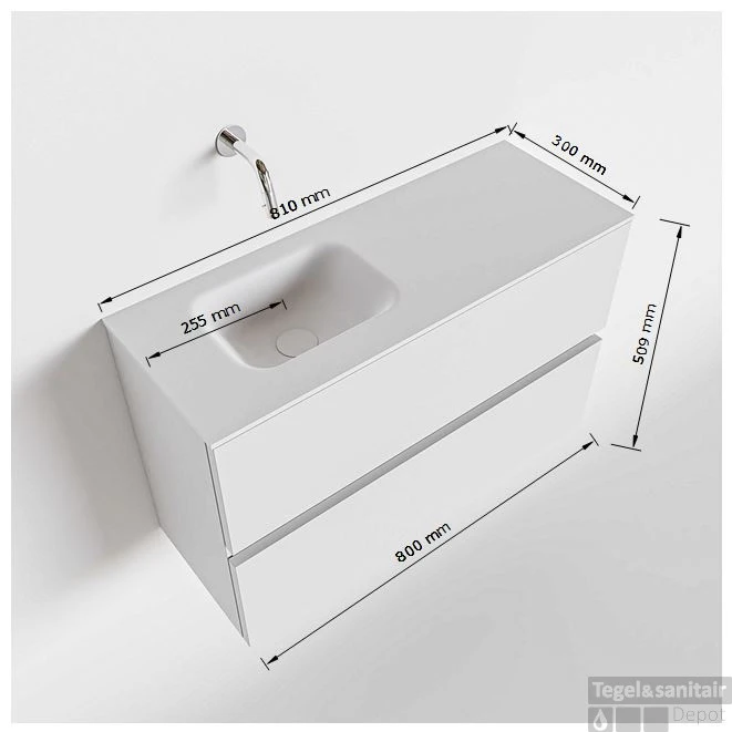 MONDIAZ ADA 80cm Toiletmeubel Urban. LEX Wastafel Talc Links 1 Kraangat 5 MONDIAZ ADA 80cm Toiletmeubel Urban. LEX Wastafel Talc Links 1 Kraangat - Afbeelding 5