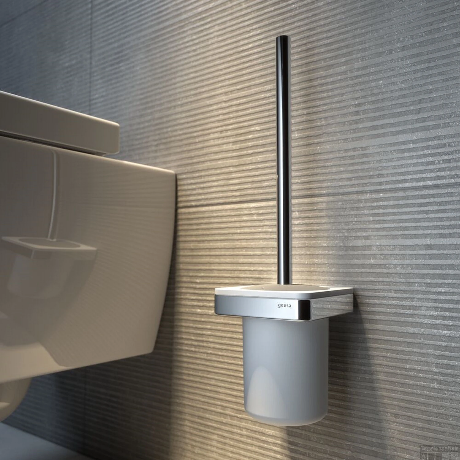 Toiletborstel Met Houder Geesa Frame Wit Chroom 4 Toiletborstel Met Houder Geesa Frame Wit Chroom - Afbeelding 4