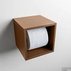MONDIAZ Easy Toiletrolhouder CUBE 160 Solid Surface 16x16cm Kleur Rust. Geschikt Voor Op En Inbouw.