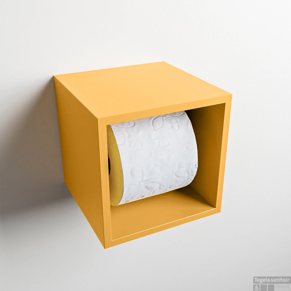 MONDIAZ Easy Toiletrolhouder CUBE 160 Solid Surface 16x16cm Kleur Ocher. Geschikt Voor Op En Inbouw. 1 MONDIAZ Easy Toiletrolhouder CUBE 160 Solid Surface 16x16cm Kleur Ocher. Geschikt Voor Op En Inbouw.