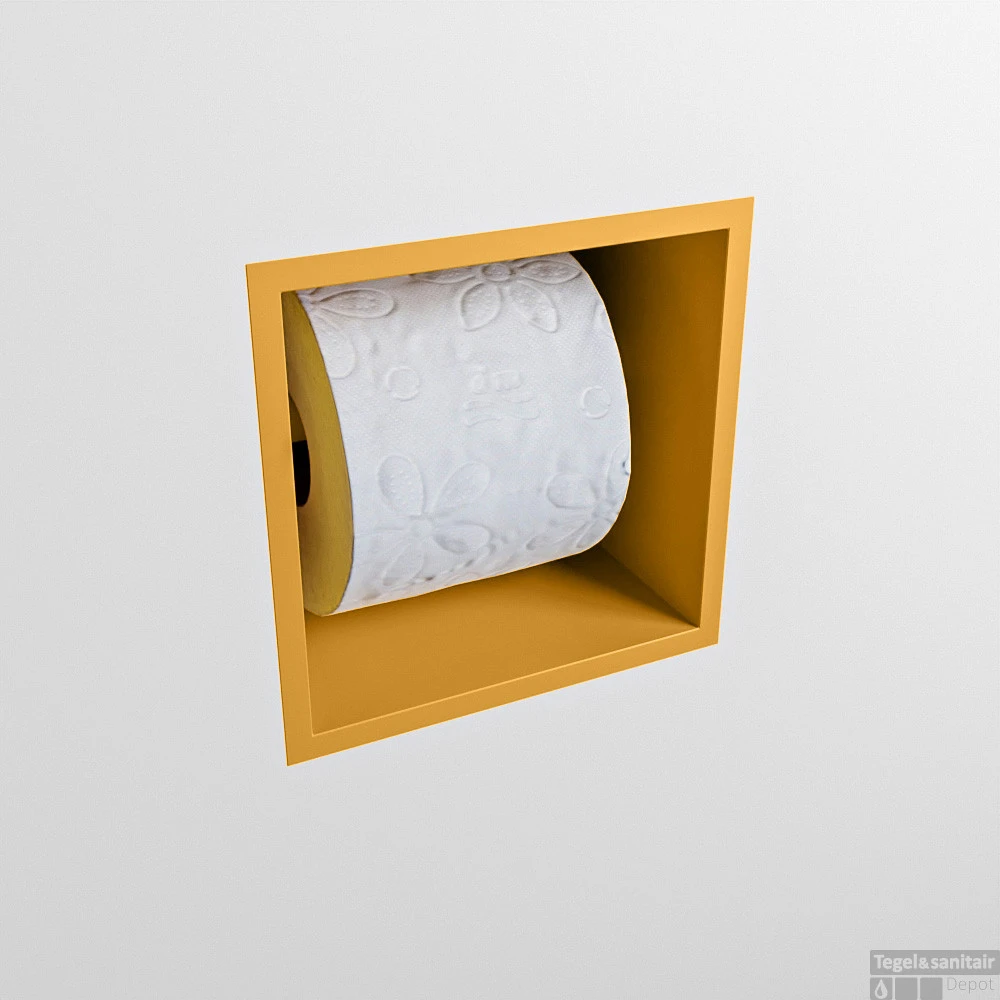 MONDIAZ Easy Toiletrolhouder CUBE 160 Solid Surface 16x16cm Kleur Ocher. Geschikt Voor Op En Inbouw. 3 MONDIAZ Easy Toiletrolhouder CUBE 160 Solid Surface 16x16cm Kleur Ocher. Geschikt Voor Op En Inbouw. - Afbeelding 3