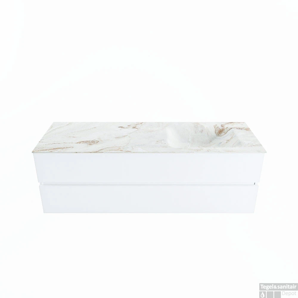 MONDIAZ VICA-DLUX 150cm Badmeubel Onderkast Talc 2 Lades. Inbouw Wastafel CLOUD Rechts 1 Kraangat, Kleur Frappe, En Spiegel Model SPOT 2 MONDIAZ VICA-DLUX 150cm Badmeubel Onderkast Talc 2 Lades. Inbouw Wastafel CLOUD Rechts 1 Kraangat, Kleur Frappe, En Spiegel Model SPOT - Afbeelding 2