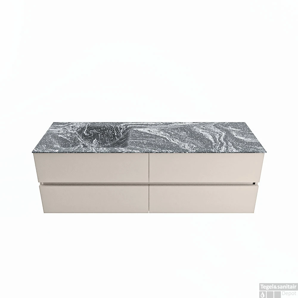 MONDIAZ VICA-DLUX 150cm Badmeubel Onderkast Linen 4 Lades. Inbouw Wastafel CLOUD Links 1 Kraangat, Kleur Lava. 1 MONDIAZ VICA-DLUX 150cm Badmeubel Onderkast Linen 4 Lades. Inbouw Wastafel CLOUD Links 1 Kraangat, Kleur Lava.