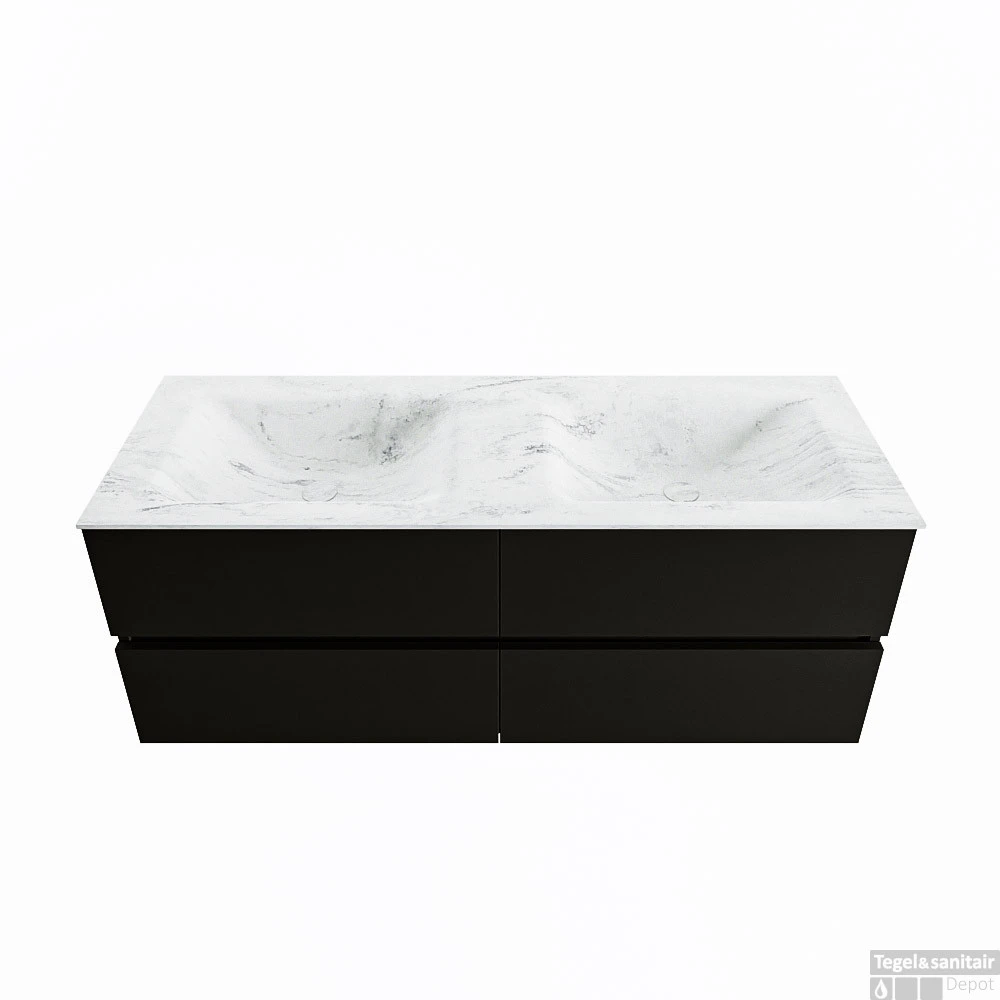 MONDIAZ VICA-DLUX 130cm Badmeubel Onderkast Urban 4 Lades. Inbouw Wastafel CLOUD Dubbel Zonder Kraangat, Kleur Opalo, En Spiegel Model SPOT 2 MONDIAZ VICA-DLUX 130cm Badmeubel Onderkast Urban 4 Lades. Inbouw Wastafel CLOUD Dubbel Zonder Kraangat, Kleur Opalo, En Spiegel Model SPOT - Afbeelding 2