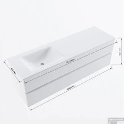 MONDIAZ VICA-DLUX 150cm Badmeubel Onderkast Plata 2 Lades. Inbouw Wastafel CLOUD Links Zonder Kraangat, Kleur Glace. 13 MONDIAZ VICA-DLUX 150cm Badmeubel Onderkast Plata 2 Lades. Inbouw Wastafel CLOUD Links Zonder Kraangat, Kleur Glace. -SEALSKIN Winkel vicadluxe150cmleftmaattekening 8151264475508 1