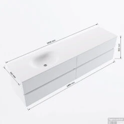 MONDIAZ VICA 190cm Badmeubel Onderkast Urban 4 Lades. Wastafel Moon Links 1 Kraangat, Kleur Talc Met Spiegel LED. 15 MONDIAZ VICA 190cm Badmeubel Onderkast Urban 4 Lades. Wastafel Moon Links 1 Kraangat, Kleur Talc Met Spiegel LED. -SEALSKIN Winkel vicamoon190links4maattekening 12526264453403