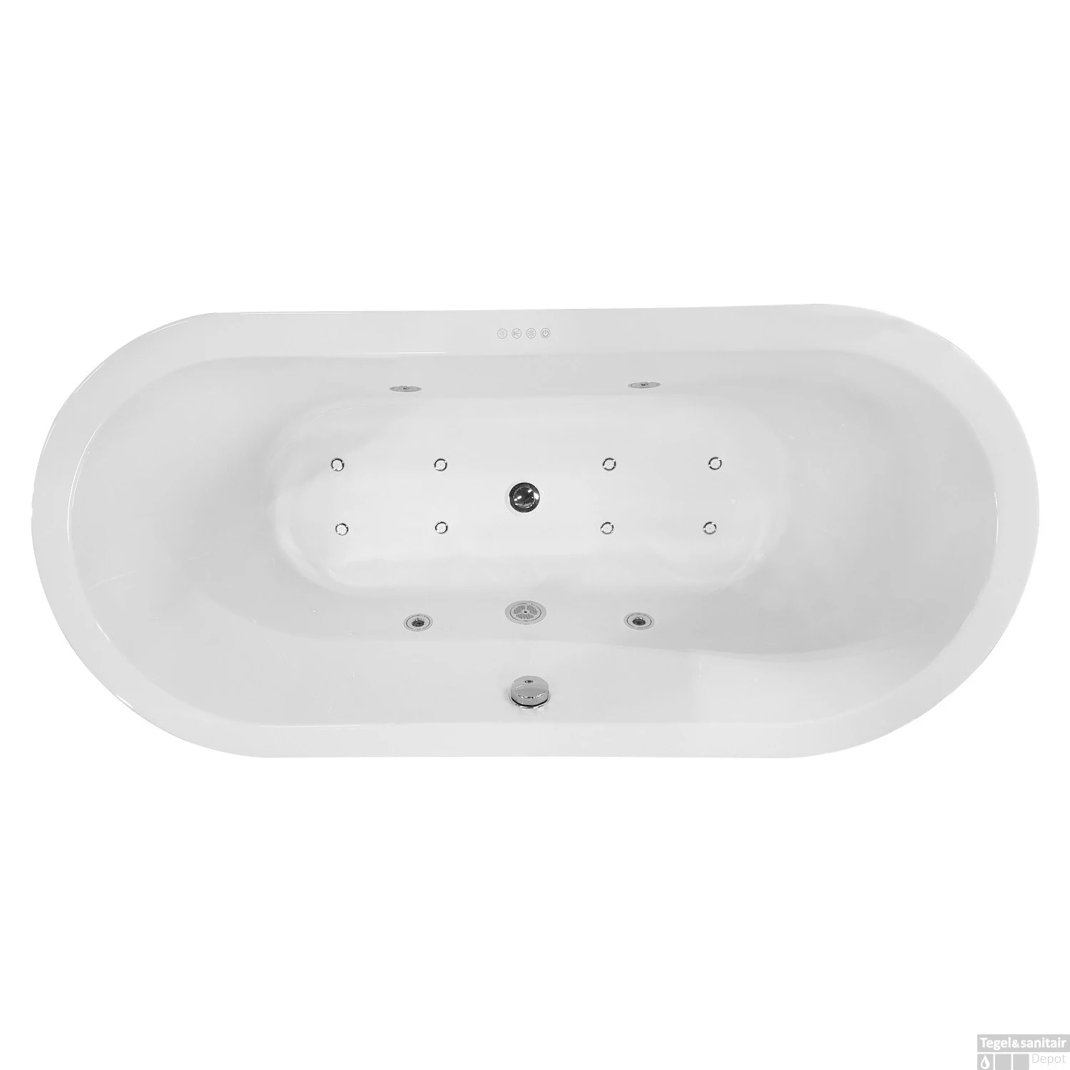 Whirlpool Wiesbaden Libero Vrijstaand Ligbad 170x80x59 Cm Inclusief Waste Wit