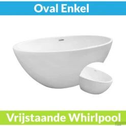 Vrijstaande Whirlpool Wiesbaden Oval 170x78x60 Cm Luchtsysteem Mat Wit (afvoer Optioneel)