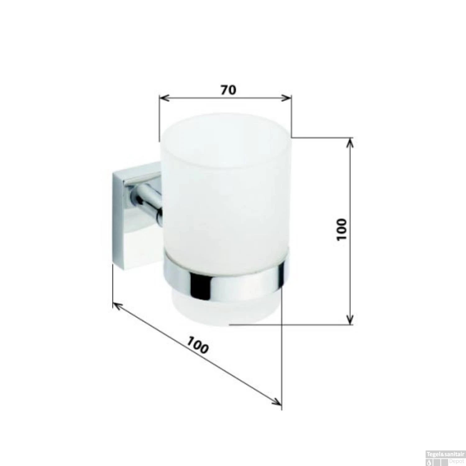 Bekerhouder Sapho X-Square Hangend 7x10 Cm Chroom / Melkglas 2 Bekerhouder Sapho X-Square Hangend 7x10 Cm Chroom / Melkglas - Afbeelding 2