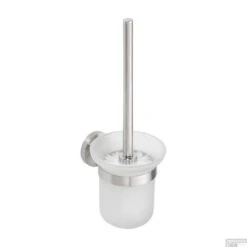 Toiletborstelhouder Sapho X-Steel Hangend 11.5x32.5 Cm Geborsteld RVS / Melkglas